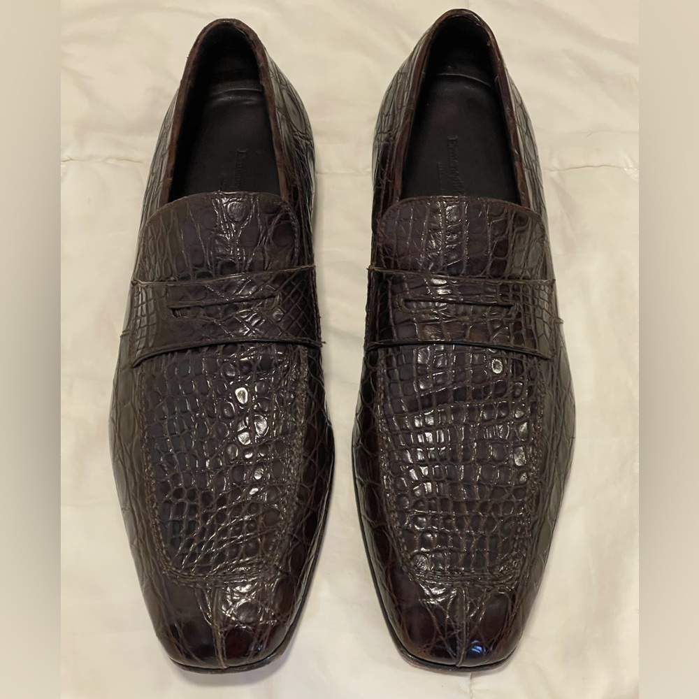 Ermenegildo Zegna Crocodile Leather Penny Loafers